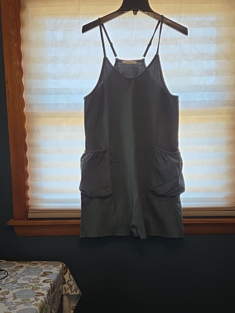 Zenana Outfitters Blue/Green Shorts Romper